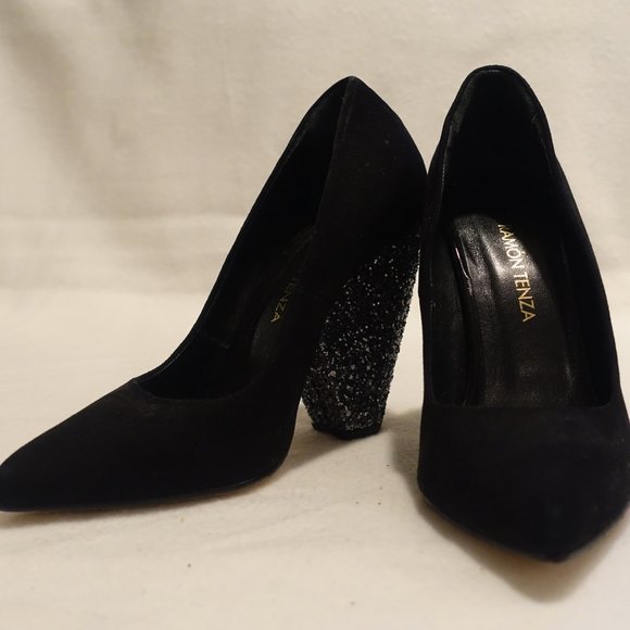 NEW! Ramon Tenza Black Sparkly Wedges - Picture 2 of 6